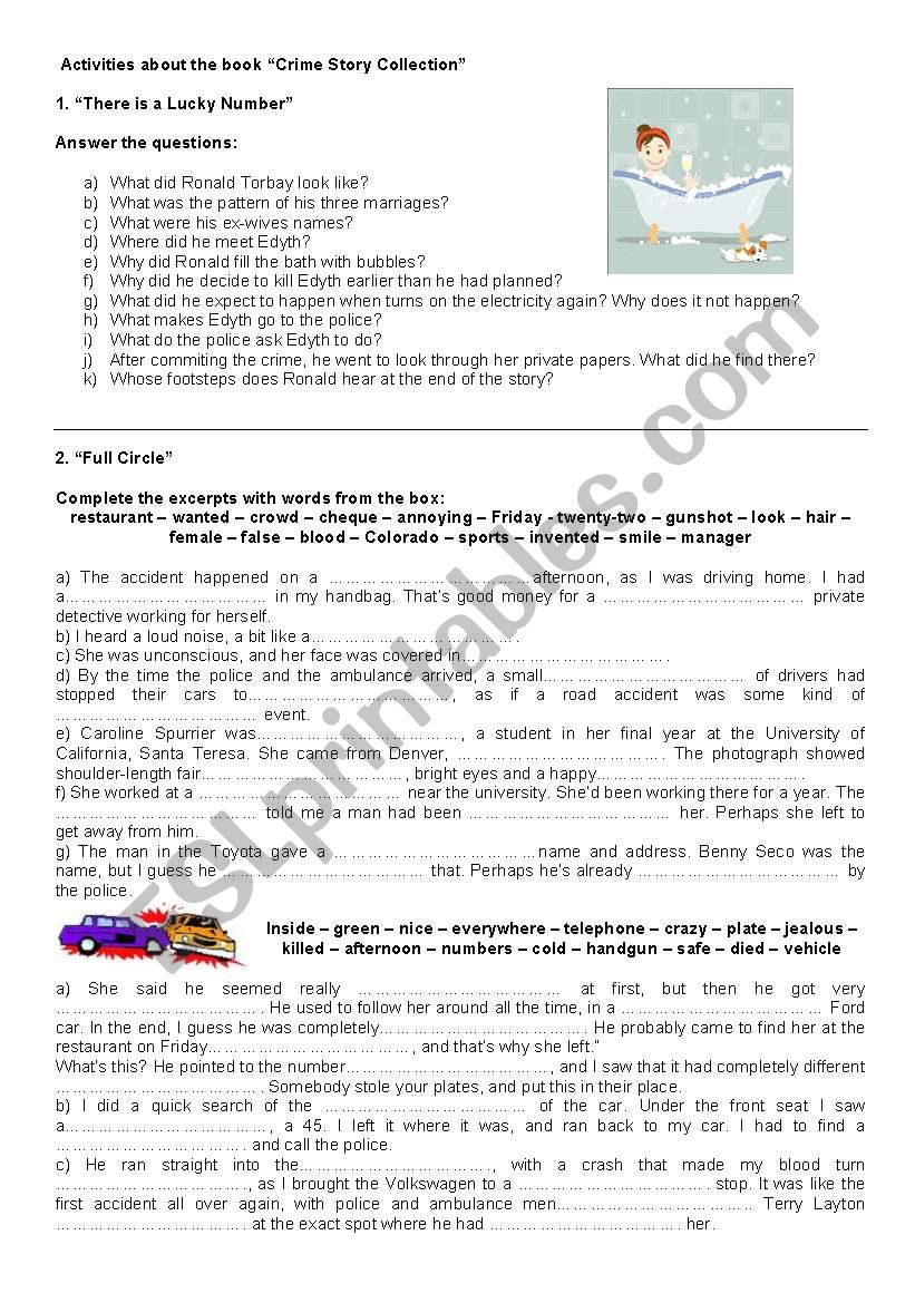 Crime Story - Book worksheet