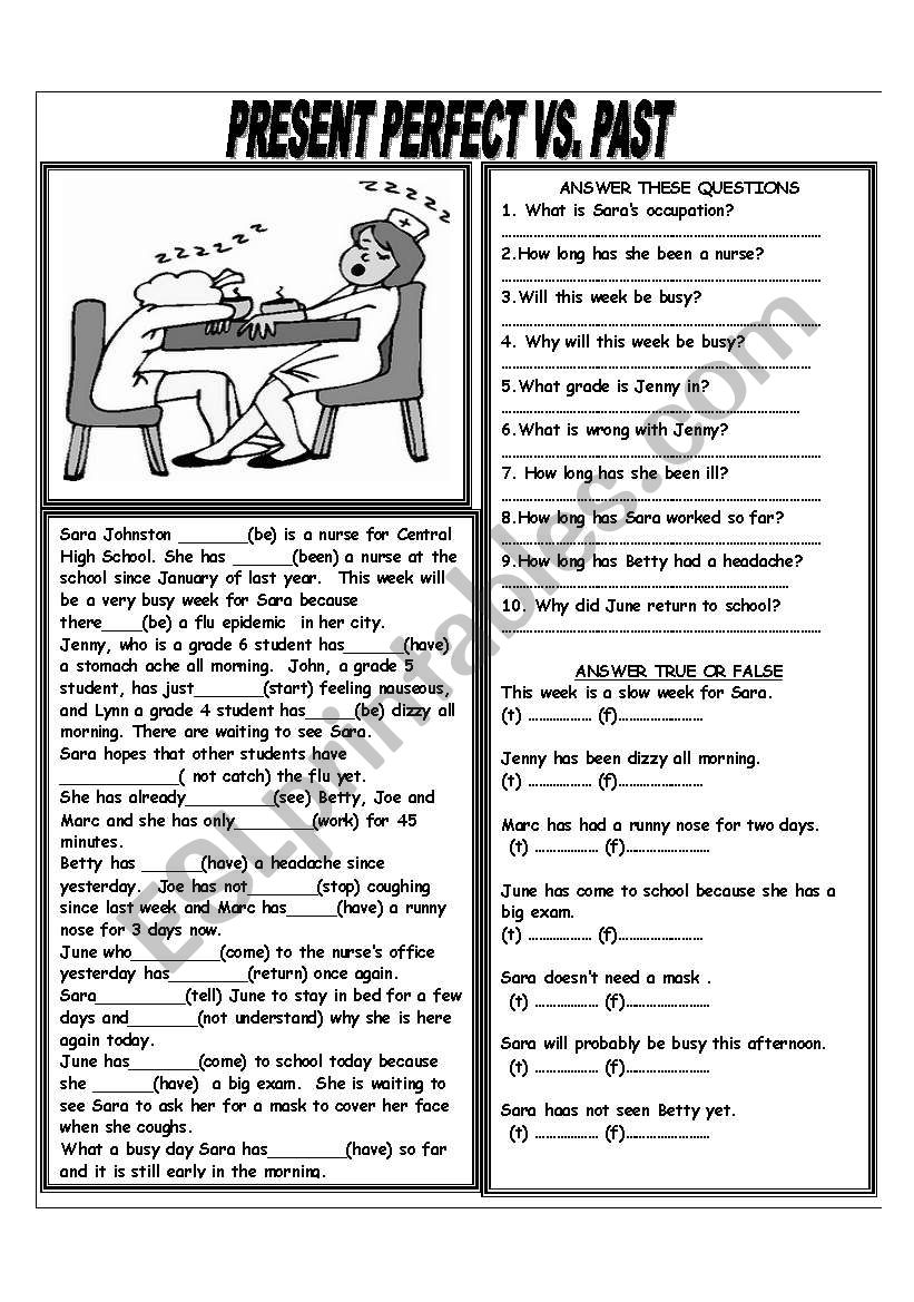 PRESSENT PERFECT VS. PAST worksheet