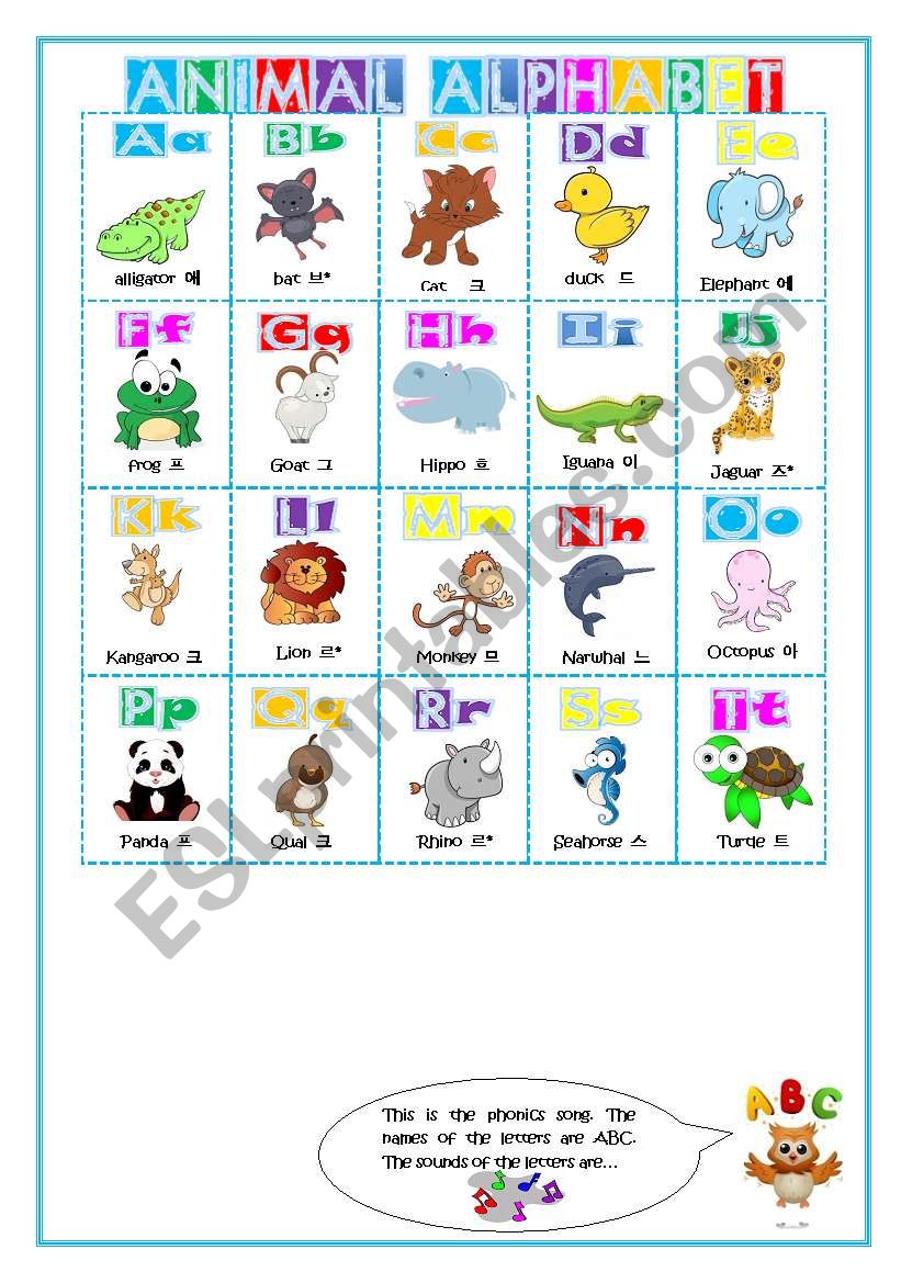 Animal Alphabet part 1 worksheet