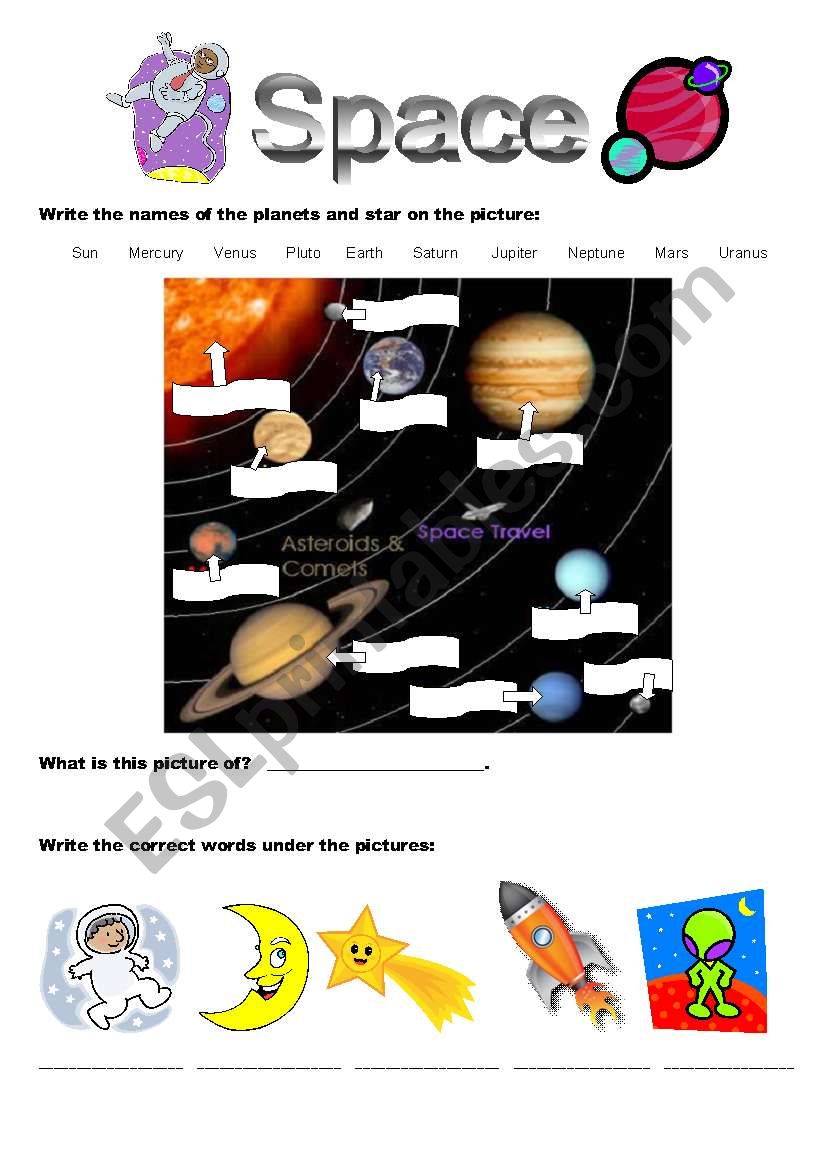 Space and my planet worksheet