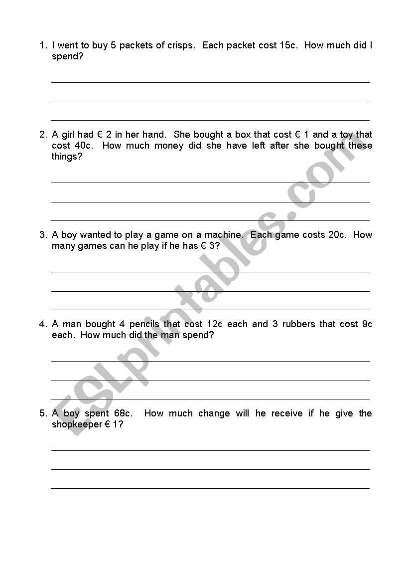 Math worksheet 1 worksheet