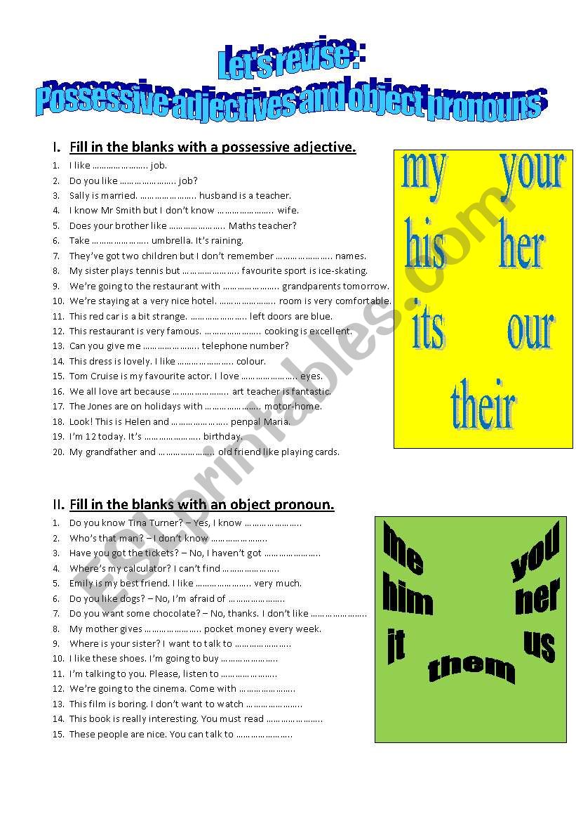 Lets revise possessive adjectives and object pronouns