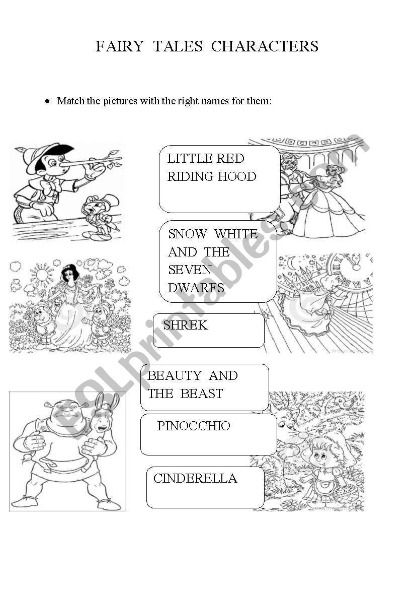 FAIRY  TALES  CHARACTERS worksheet