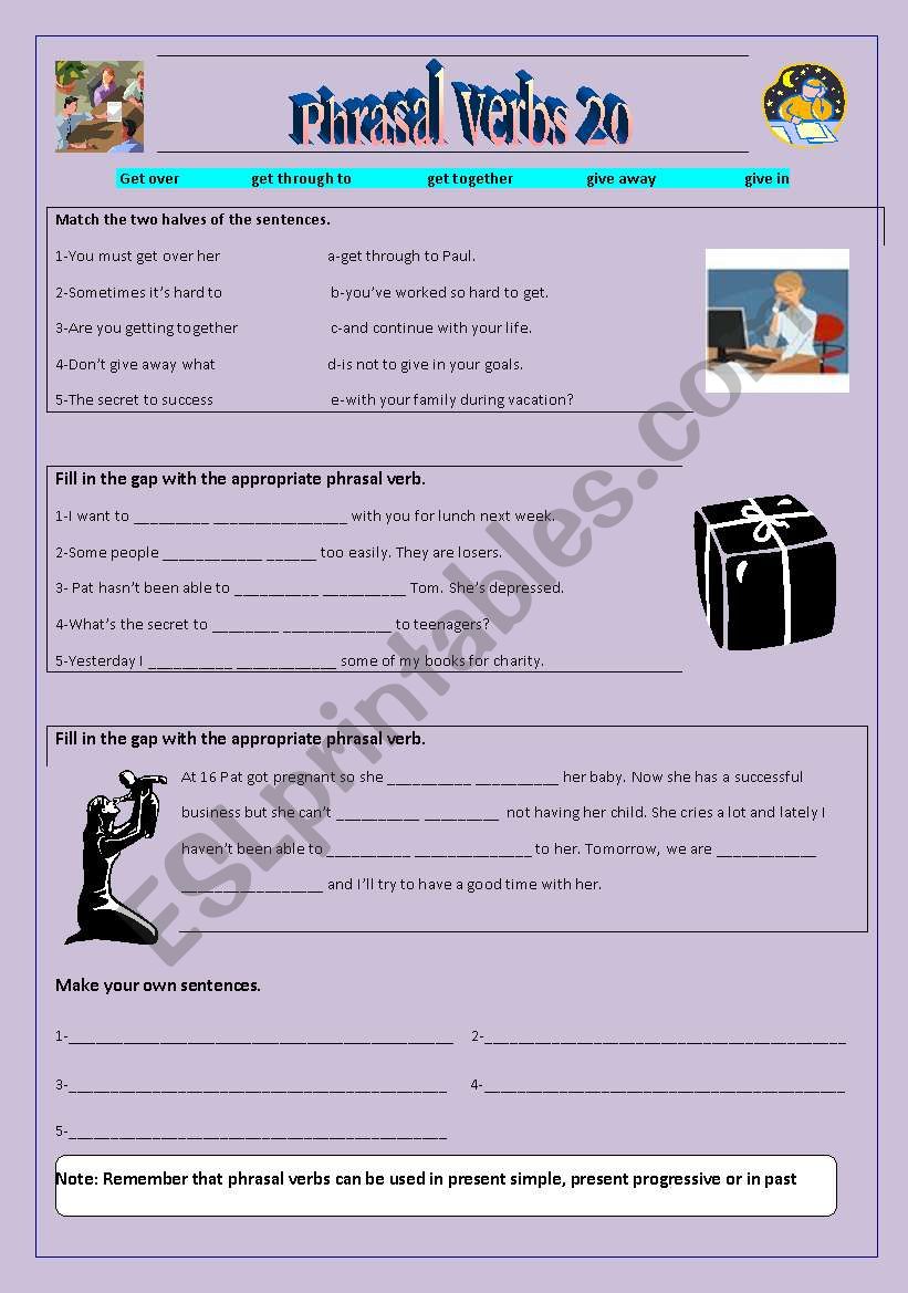 Phrasal verbs 20 worksheet