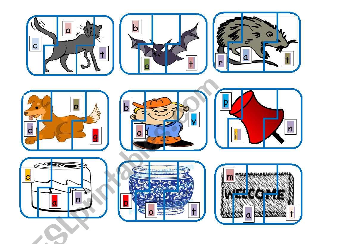 CVC sound jigsaw matching game