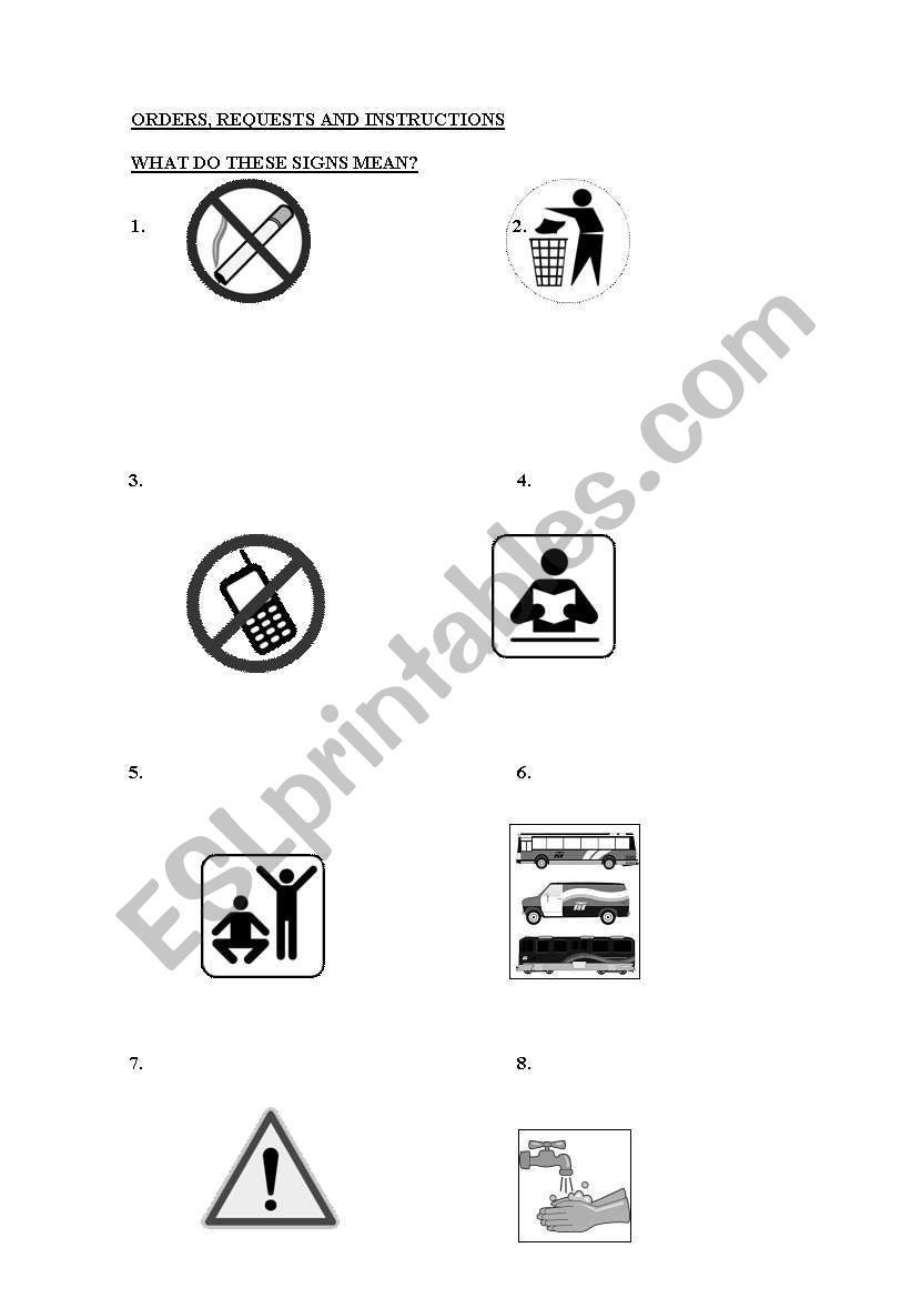What do these signs mean? worksheet
