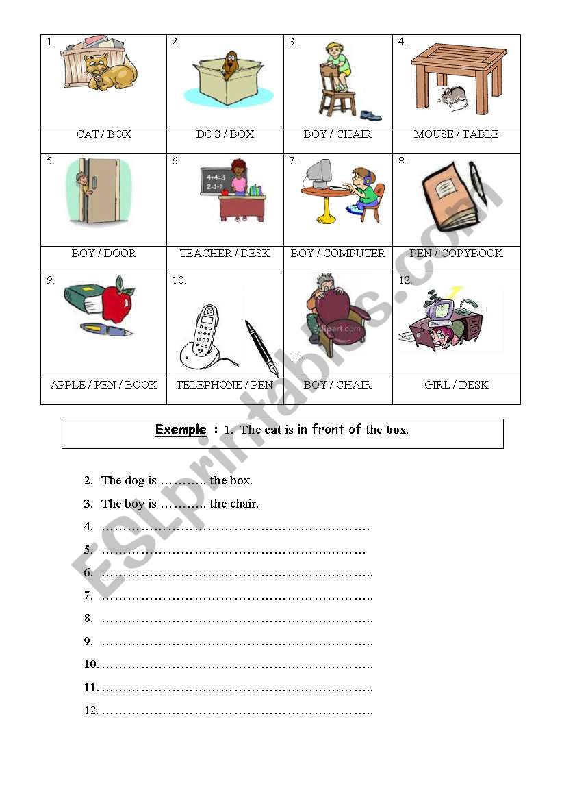 prepositions of place worksheet