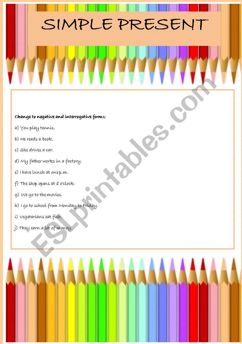 Simple Present worksheet