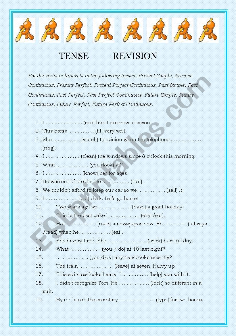 Tense revision worksheet