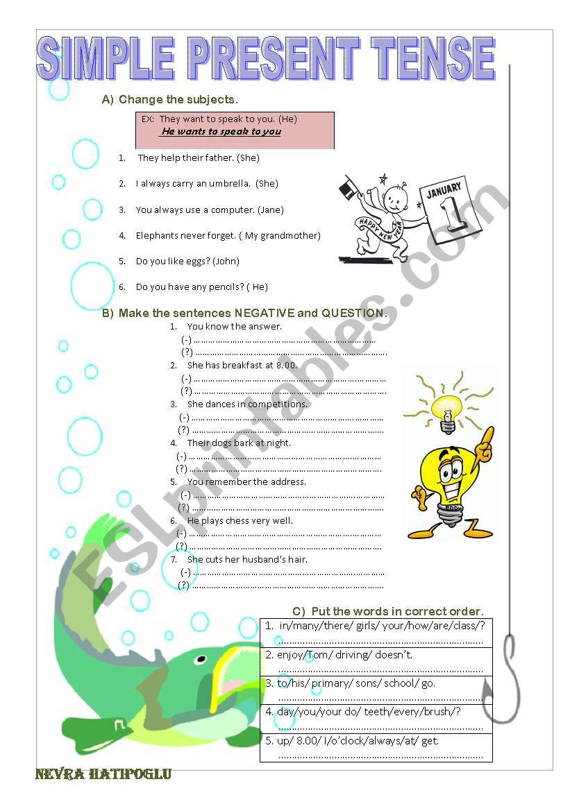 Simple Present Tense Esl Worksheet By Nevramutlu