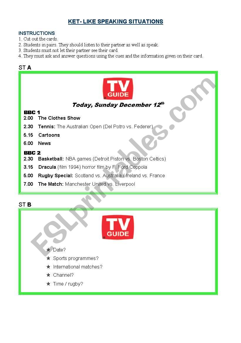 KET- LIKE SPEAKING SITUATIONS I