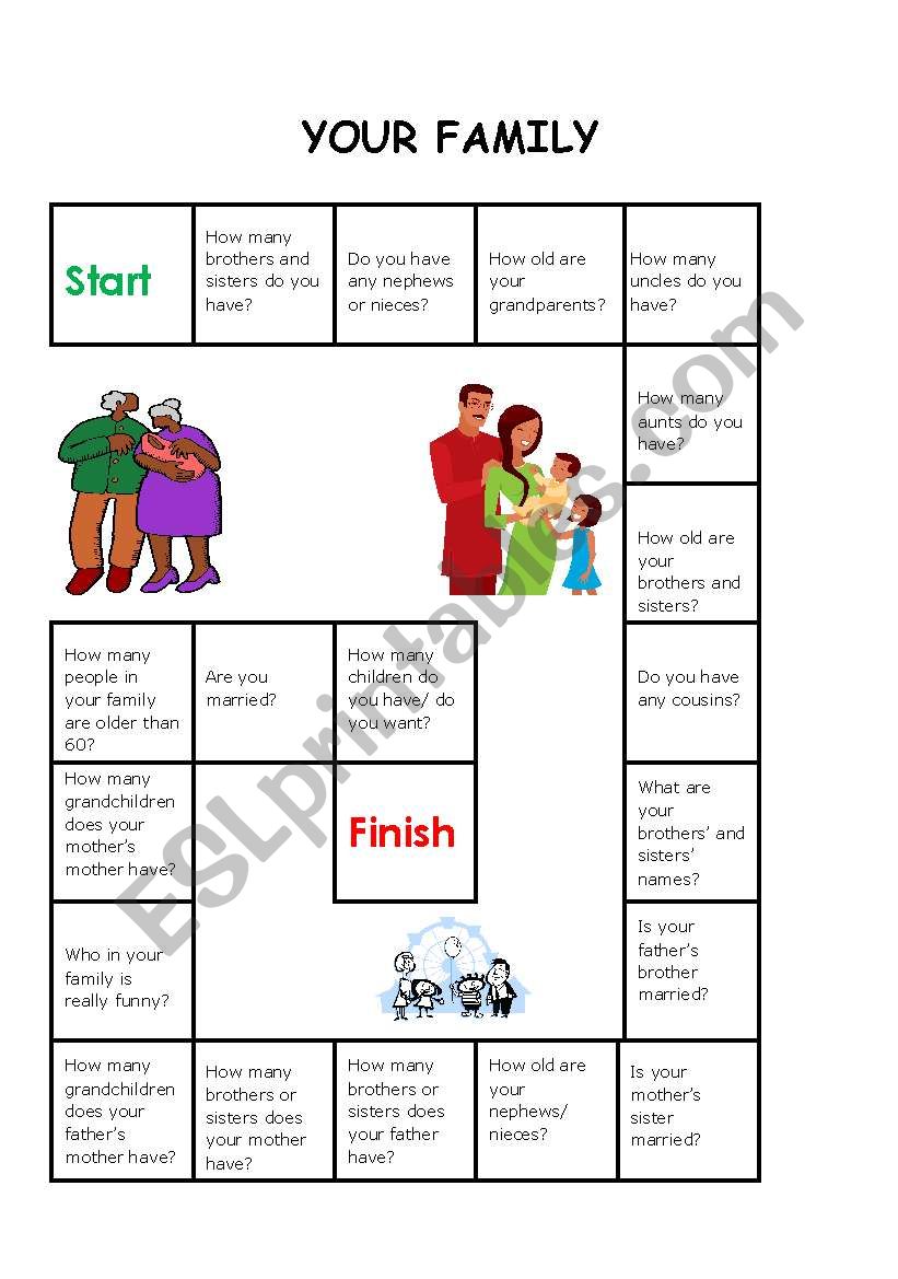 My family - Board game  worksheet