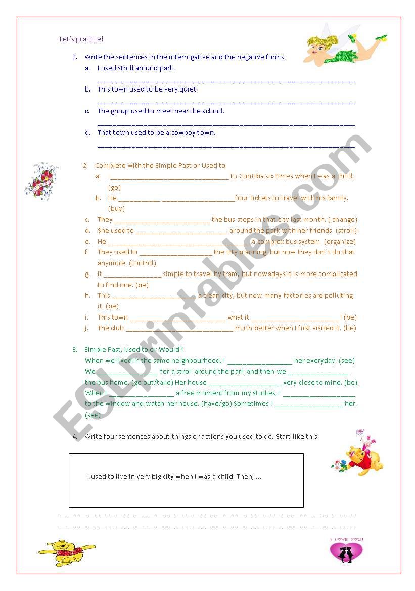 Used To Be worksheet