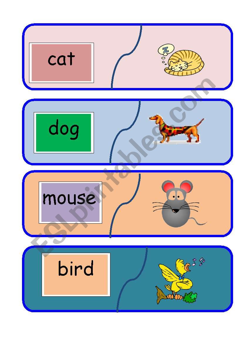 Animal word to picture matching