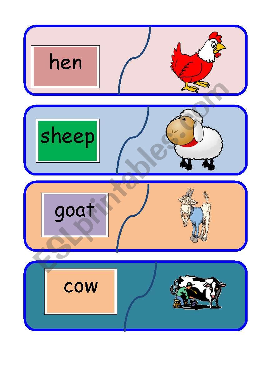 Animal word to picture matching 2