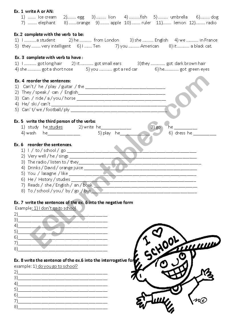 grammar exercises worksheet