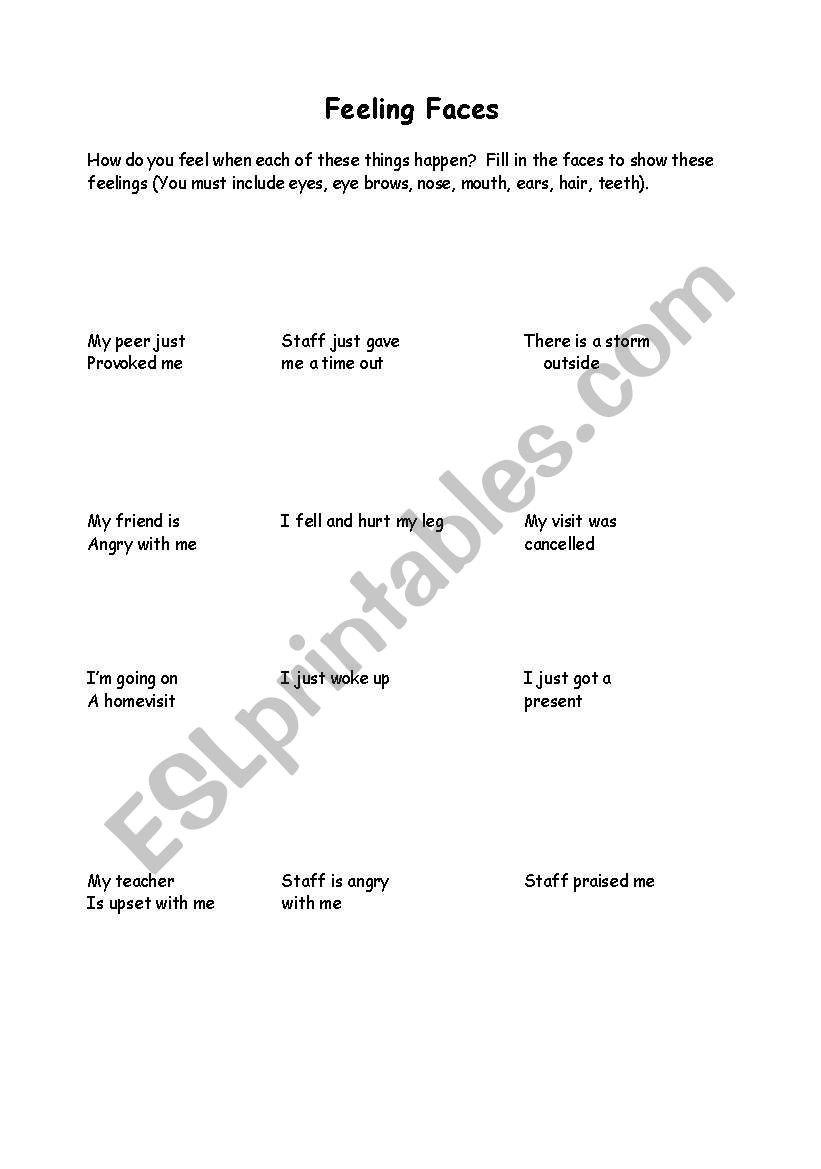 Feeling Faces worksheet