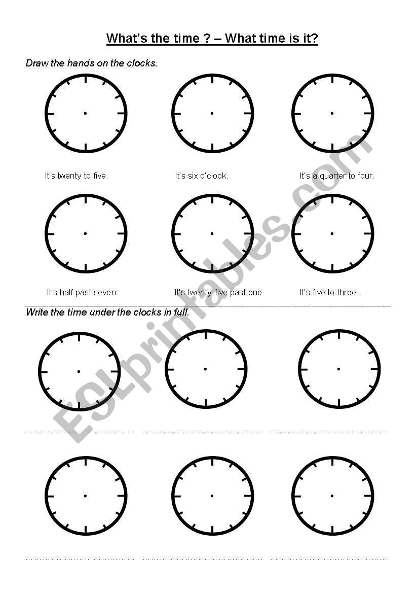 whatÂ´s the time? worksheet