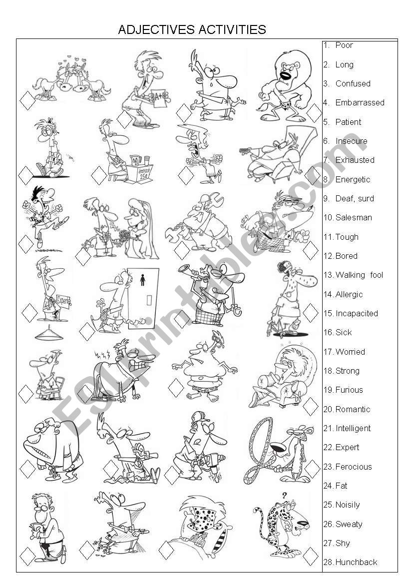 ADJECTIVES ACTIVITIES + KEY  INCLUDED