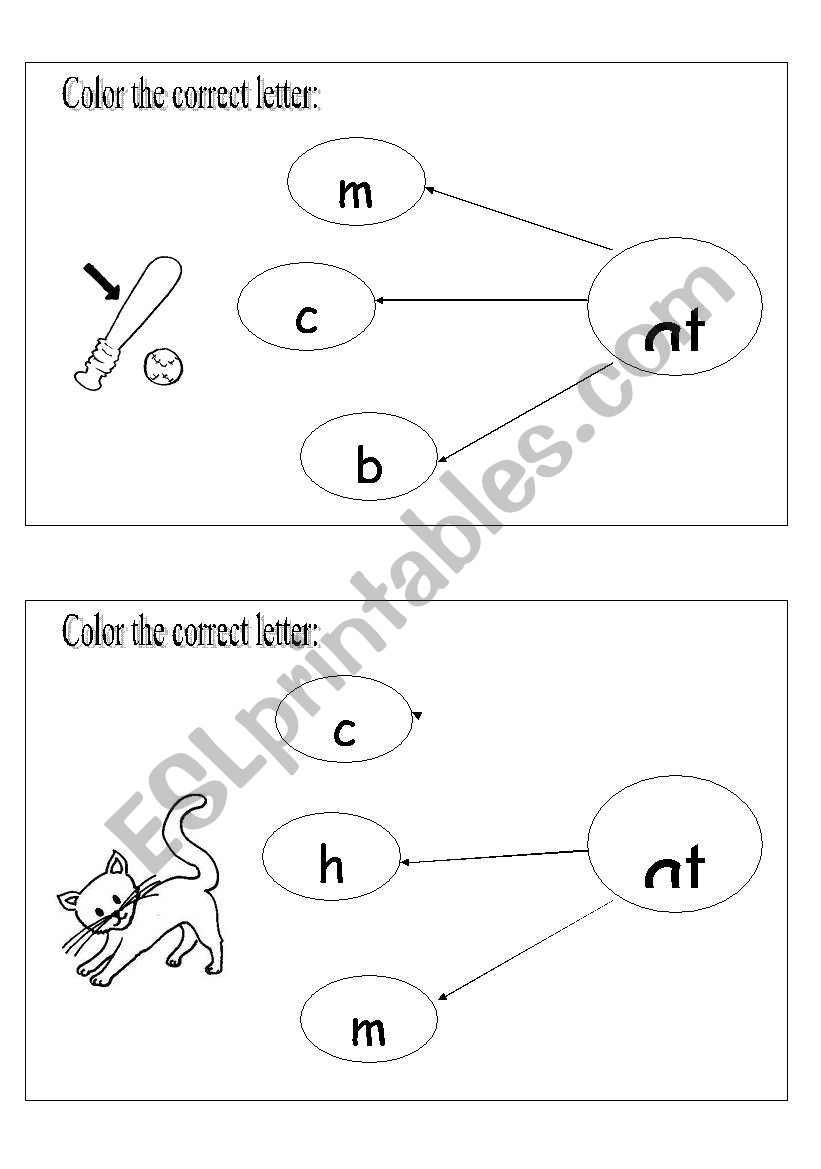 word family (at) worksheet