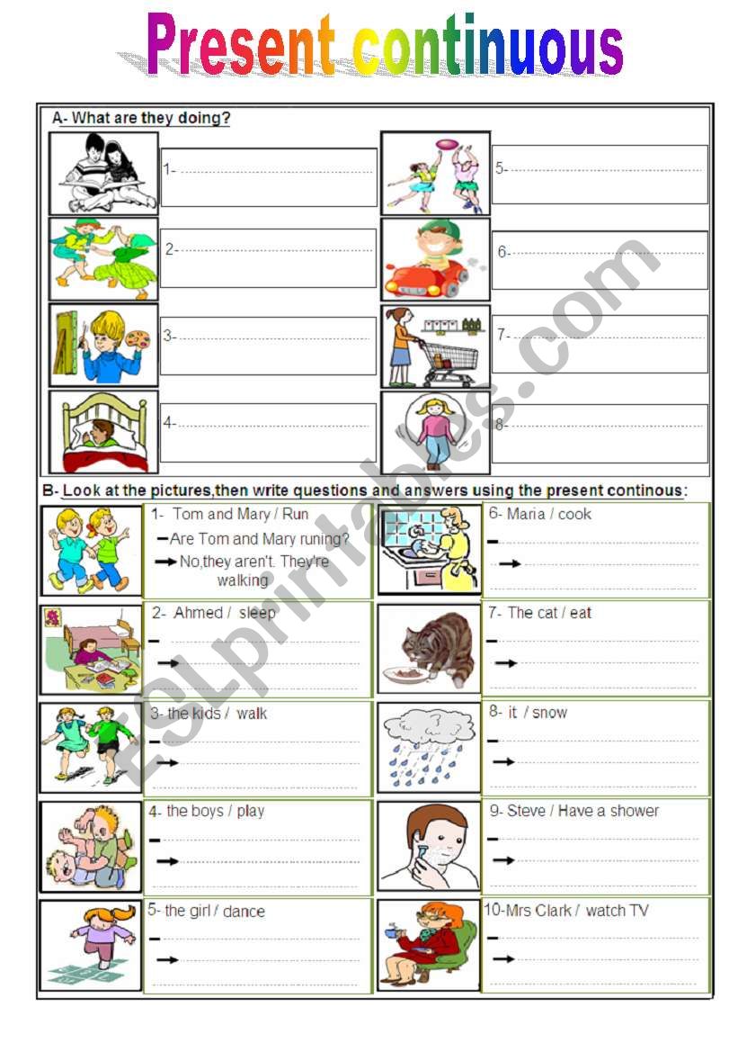 present continuous worksheet