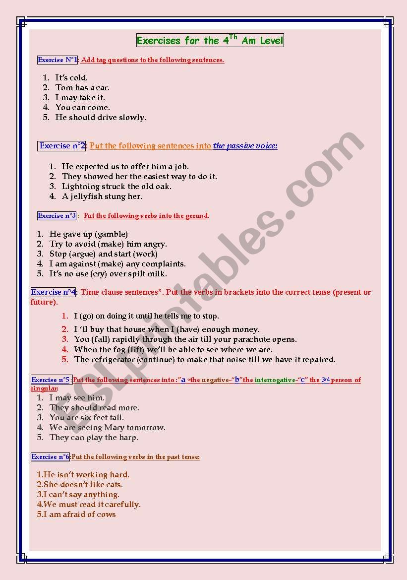 general grammar revision ( 14 exercises :.3pages fully editable)