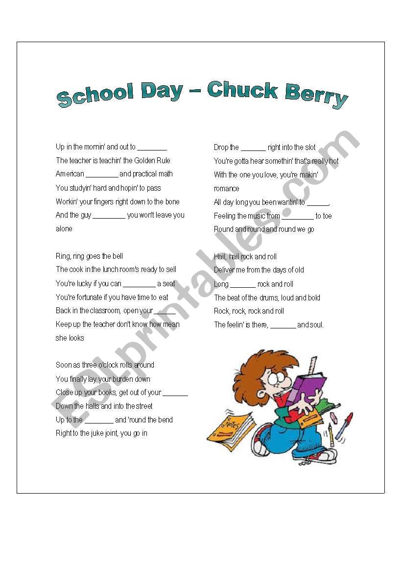 Song: School Day worksheet