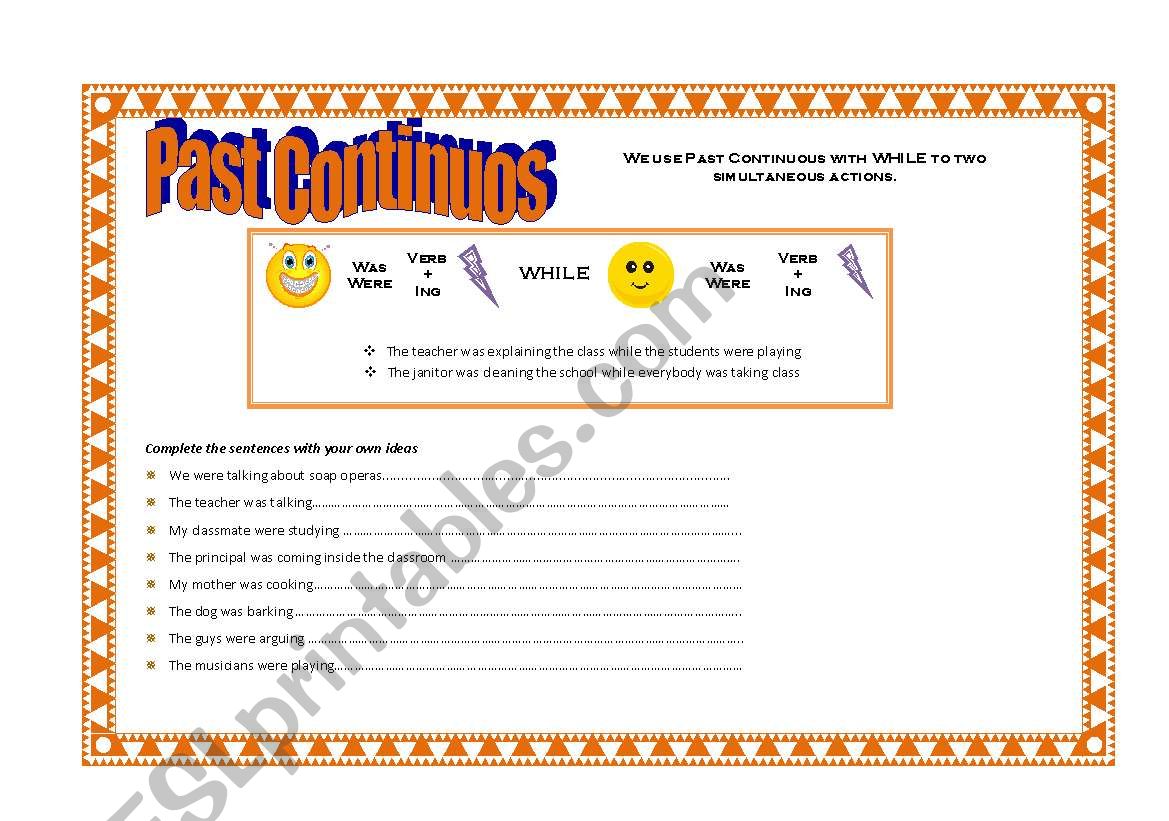 Past Continuos with WHILE worksheet