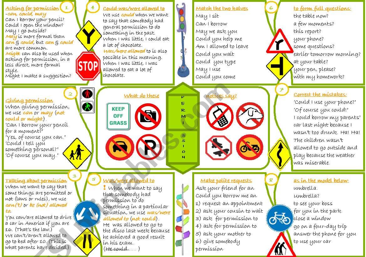 Modal verbs - permission worksheet