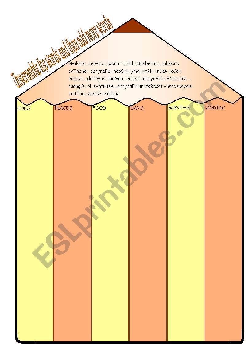 Vocabulary exercise worksheet