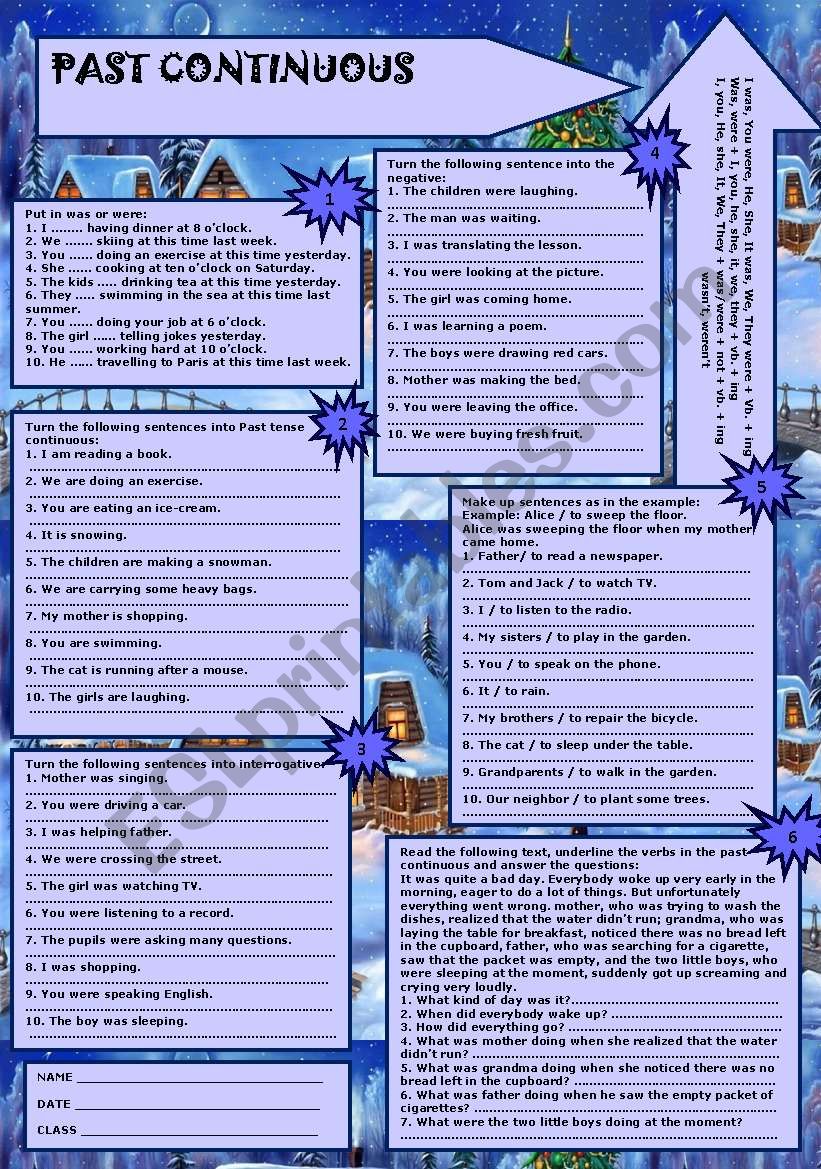 Past tense continuous worksheet