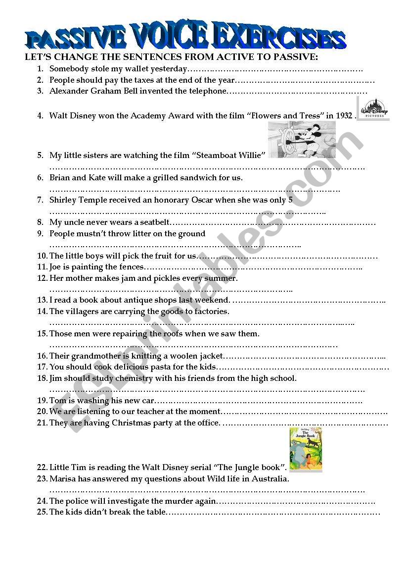 Let´s study passive voice exercises ESL worksheet by barbarabs