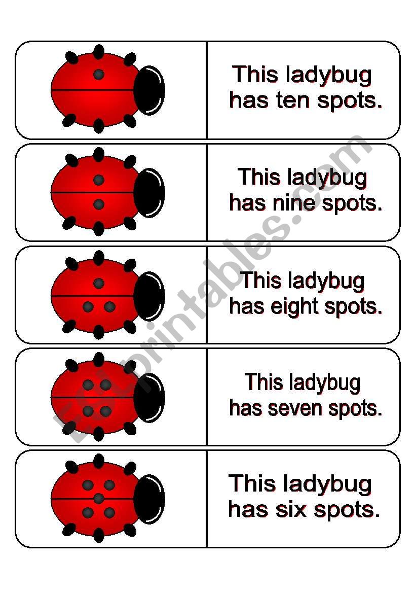 100 Large Ladybug Dominoes for Learning Numbers 1-10 (This file contains 21 pages in all.)