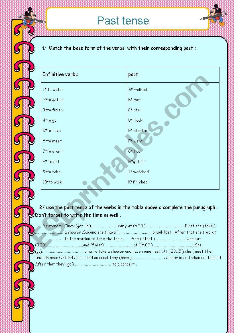 simple past worksheet