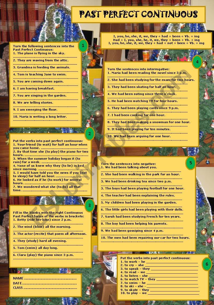 Past Perfect Continuous worksheet
