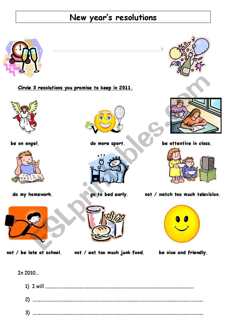 resolutions for 2011 worksheet