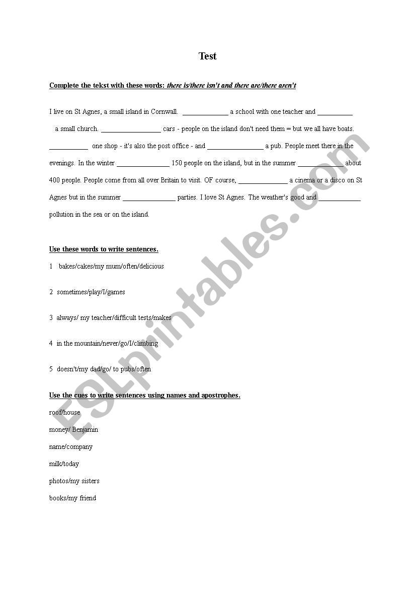 Test  worksheet