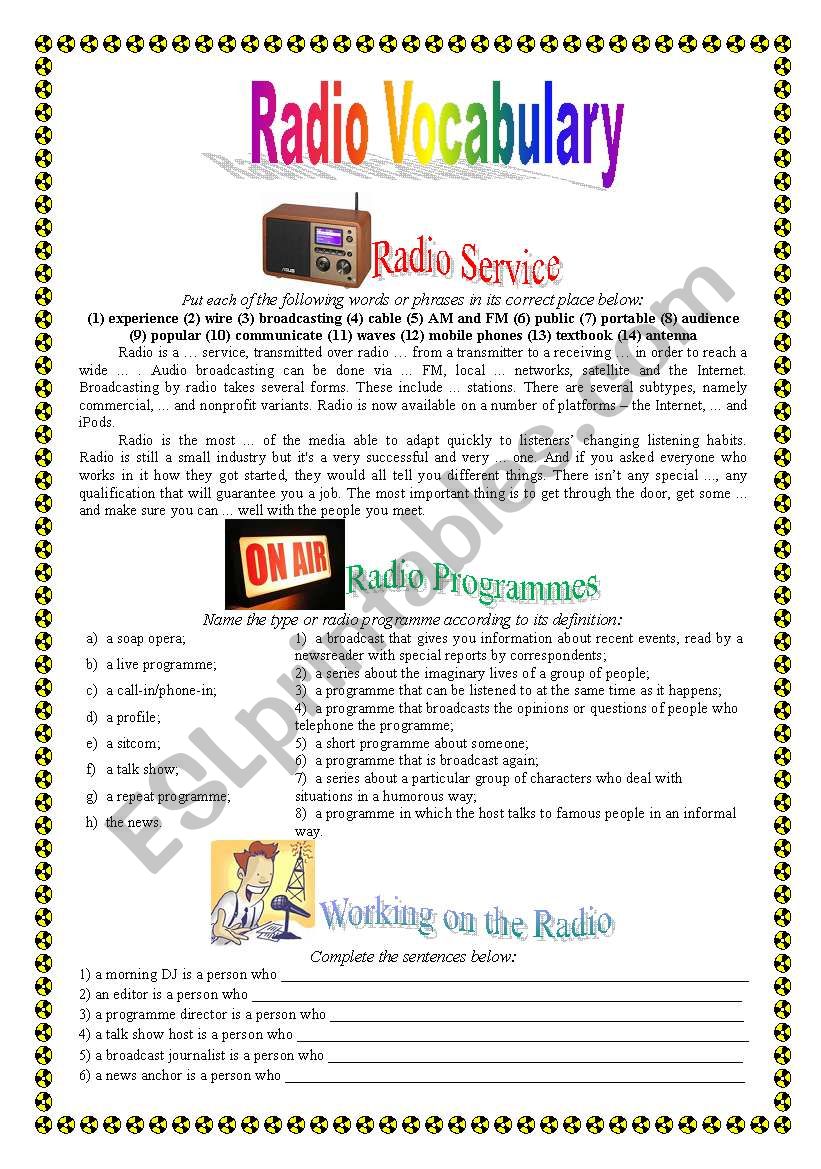 Radio Vocabulary worksheet