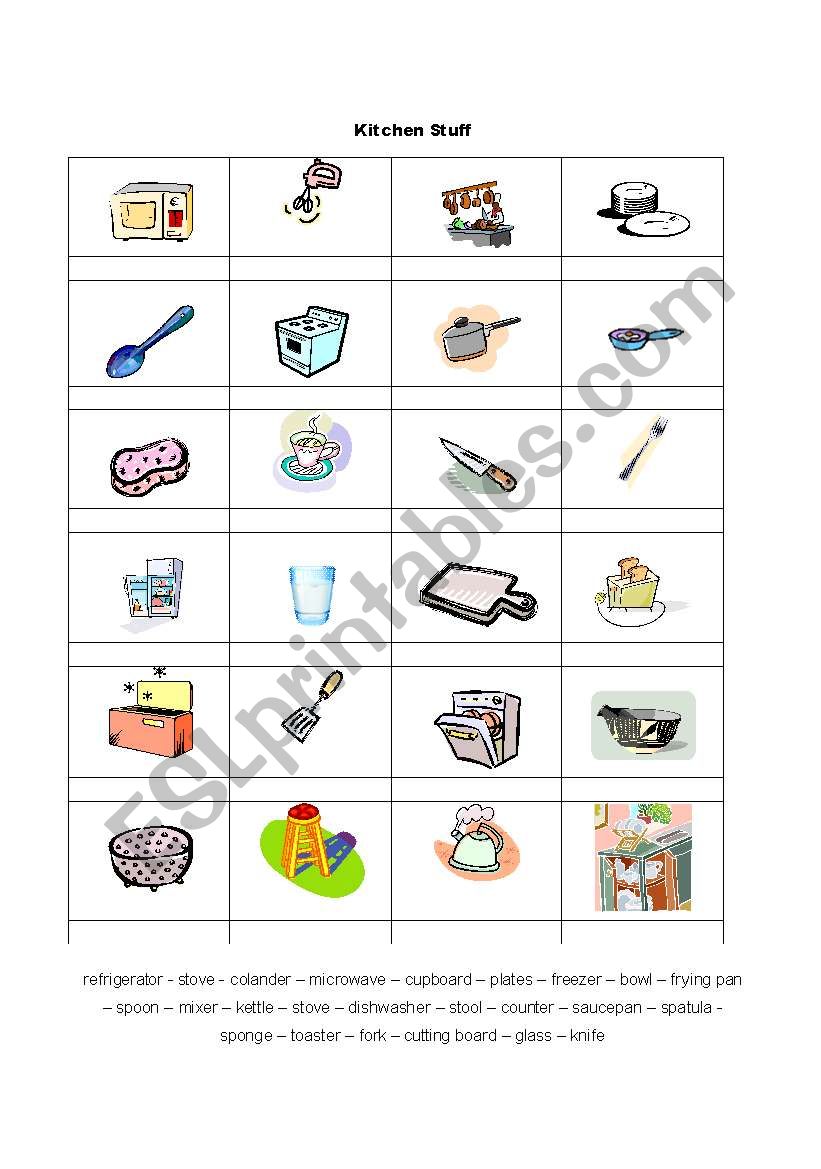 Kitchen Stuff - Vocabulary worksheet
