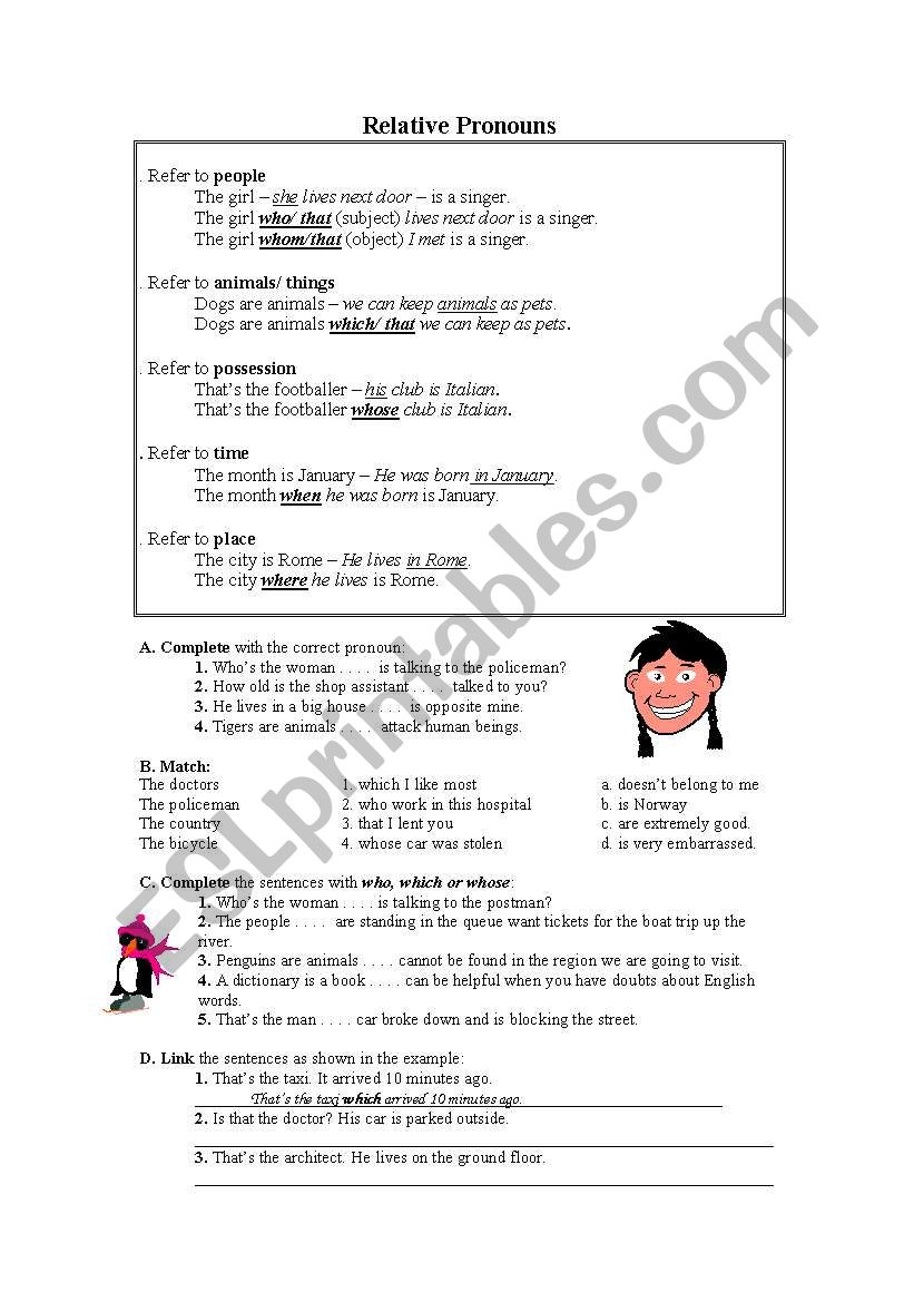 Relative Pronouns and Clauses worksheet