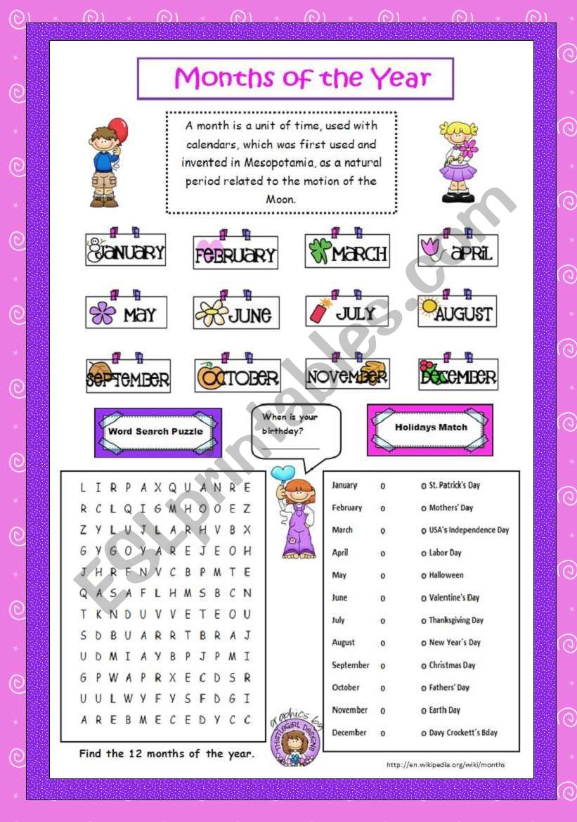 Months of the Year worksheet