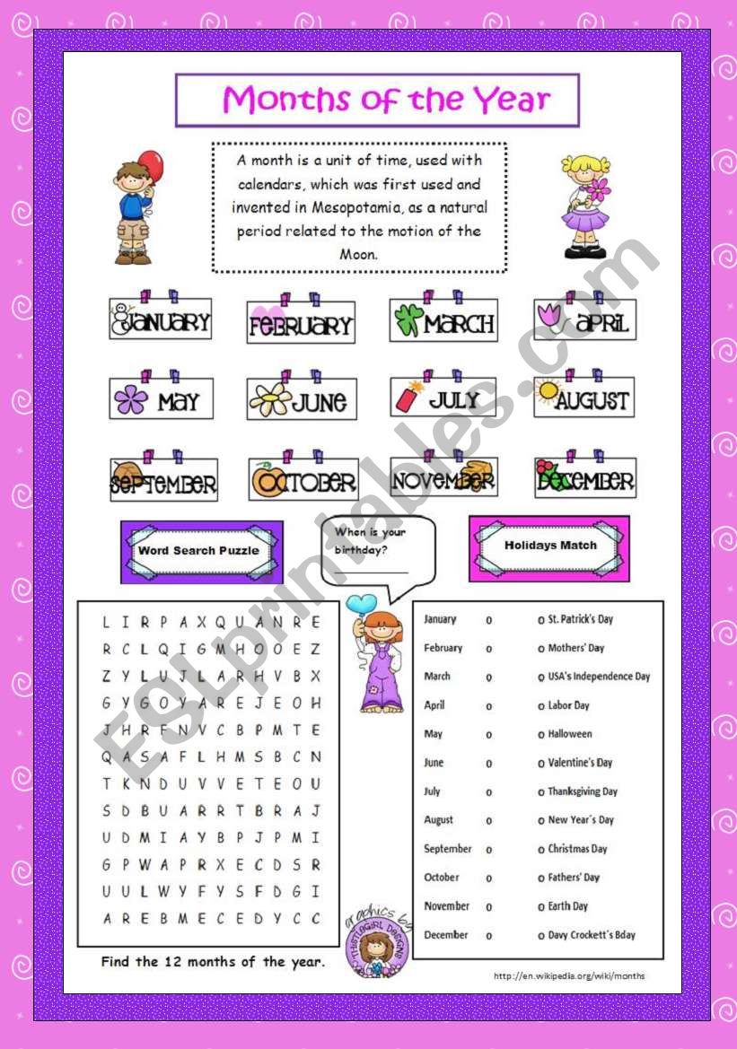 Months of the Year worksheet