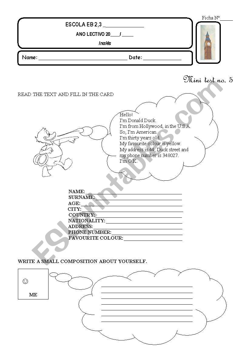 Donald Duck file worksheet