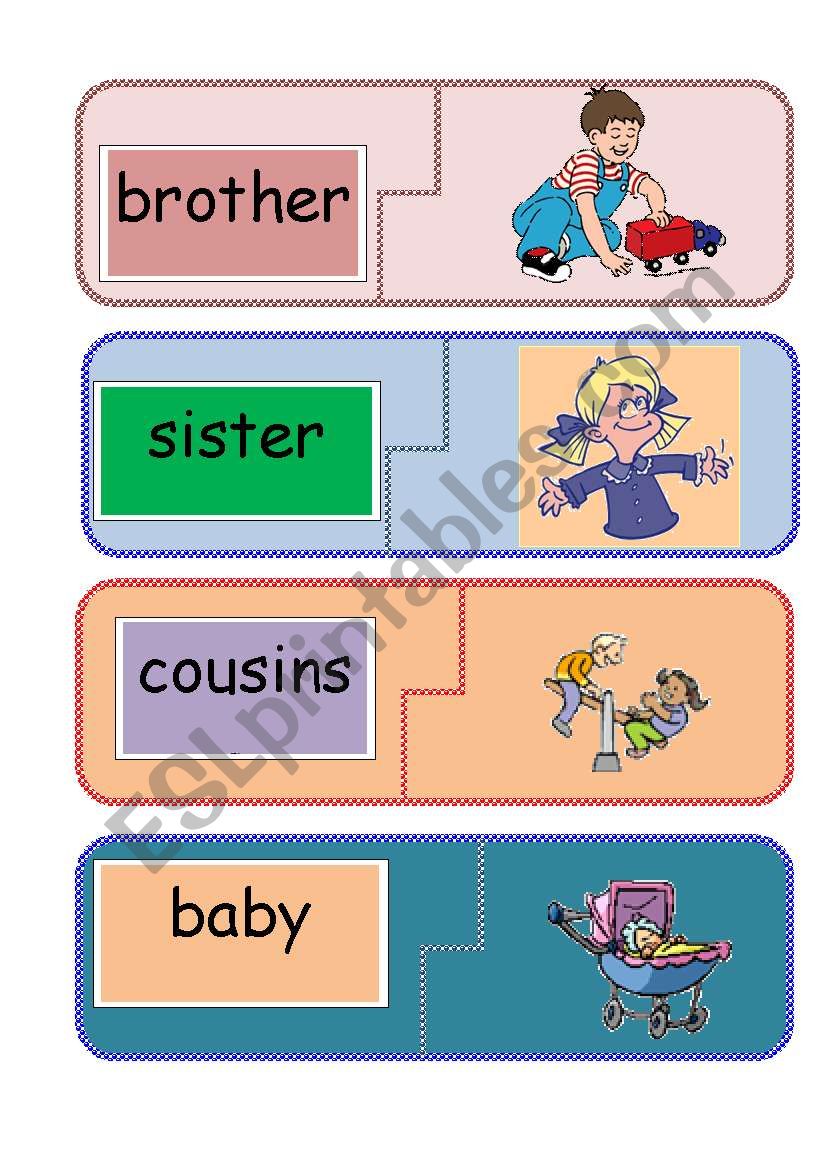 family word to picture jigsaw worksheet