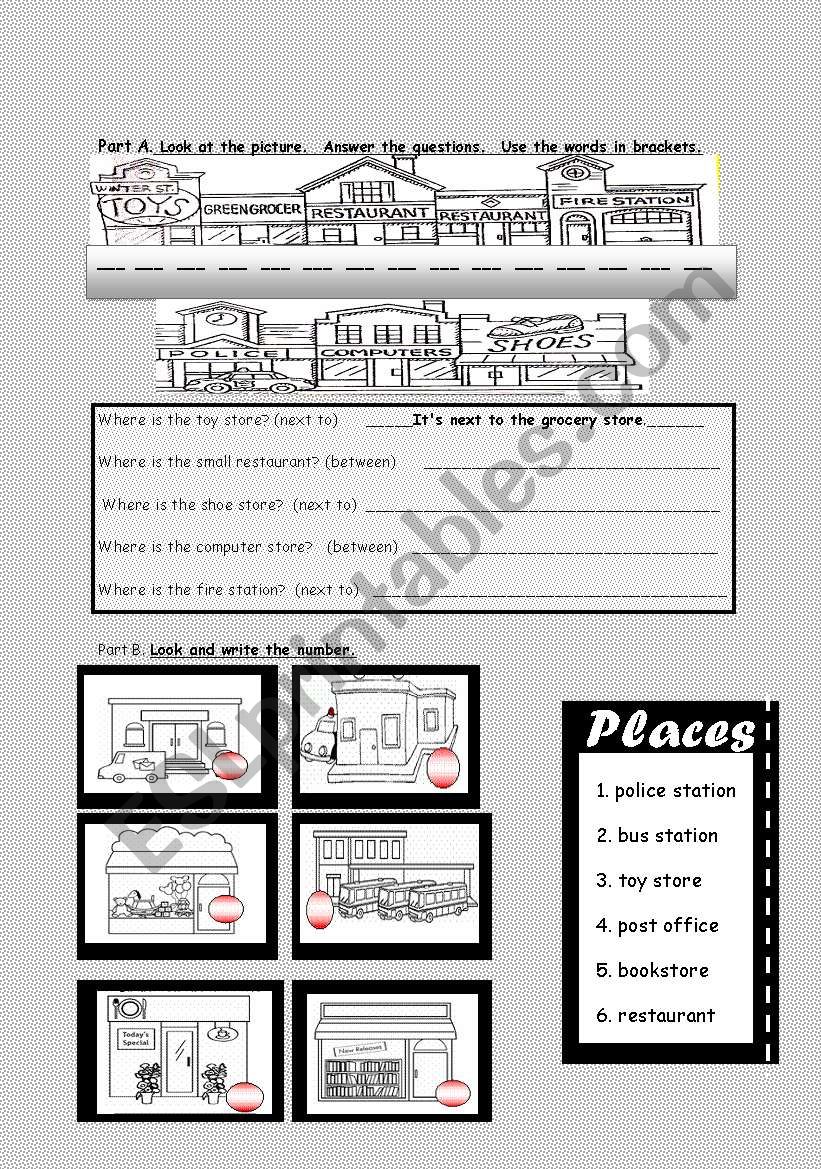 places worksheet