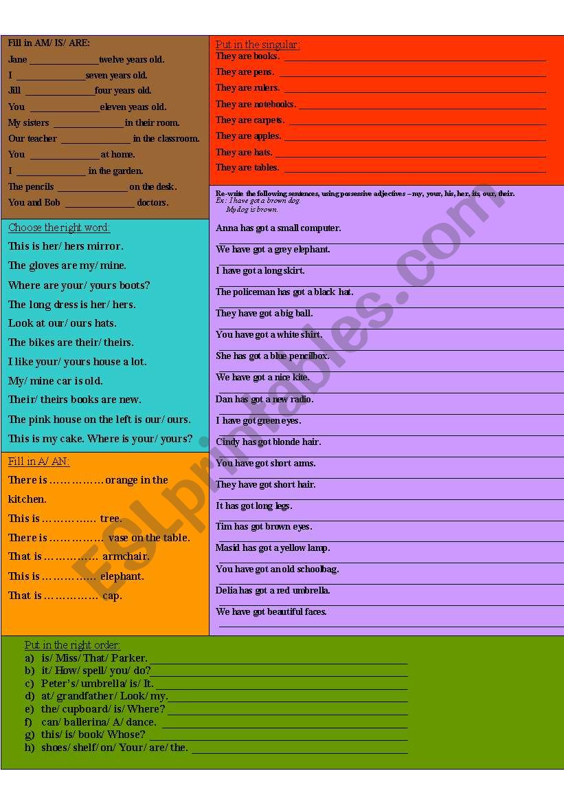 Elementary practice worksheet