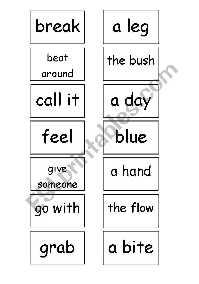 Idioms matching game worksheet