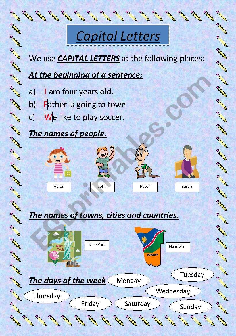 Capital Letters worksheet