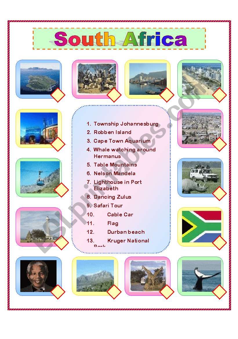 South Africa worksheet
