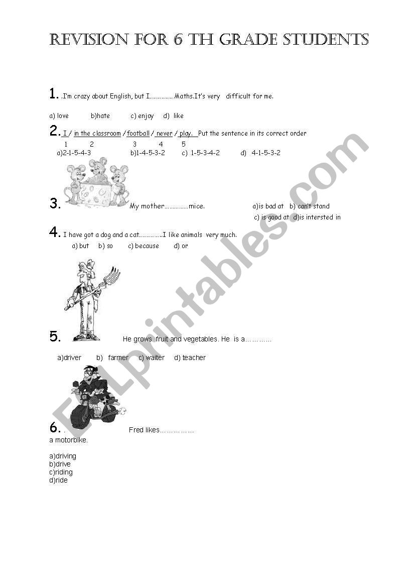 revision worksheet